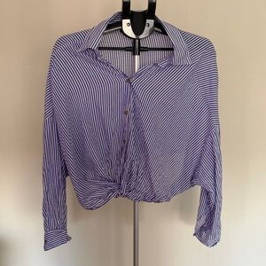 Striped Blue and White Women's Top